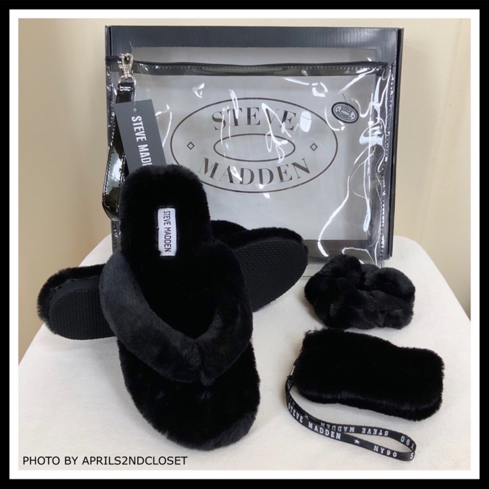 STEVE MADDEN SET BLACK SLIDE SANDALS WRISTLET A3C - Picture 2 of 8